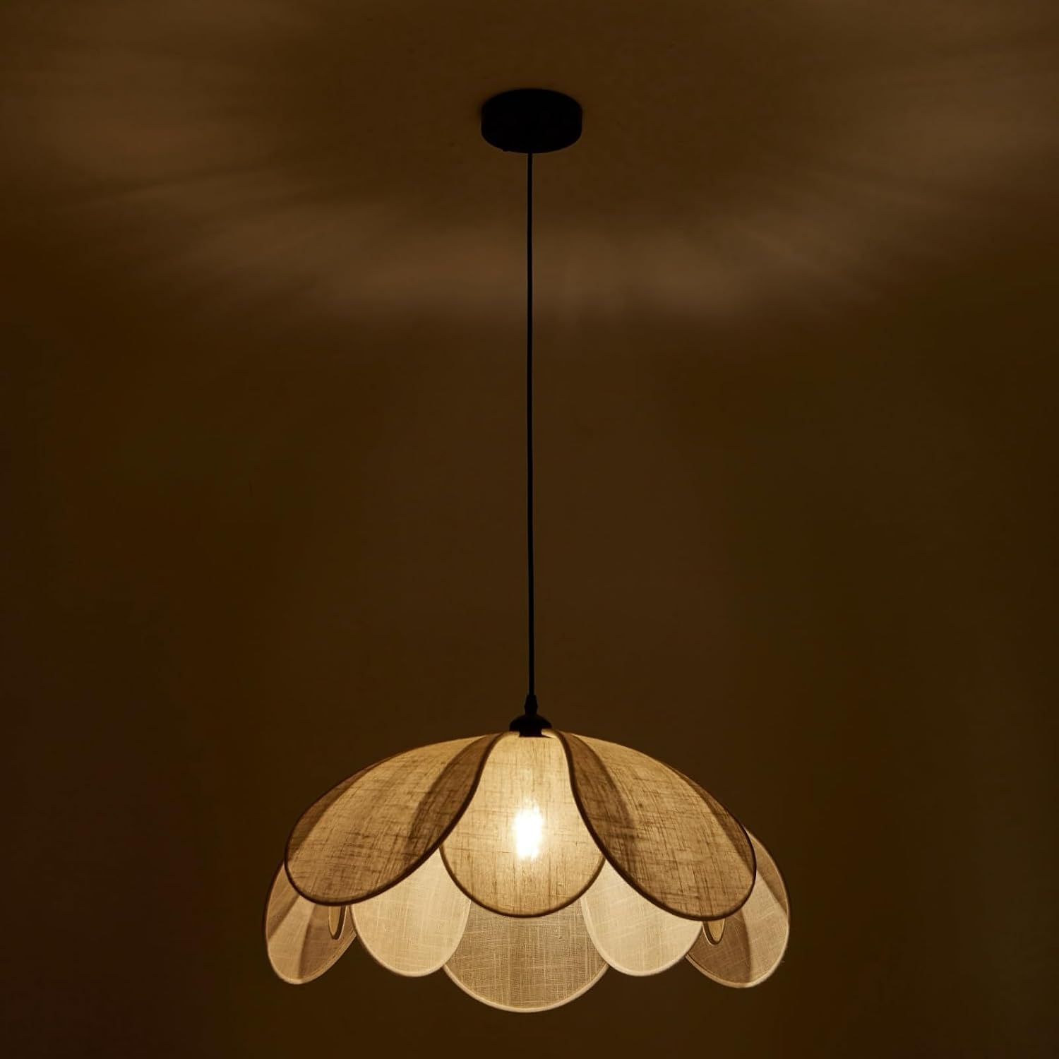 22" Coastal White Rattan & Metal Flower Pendant Light