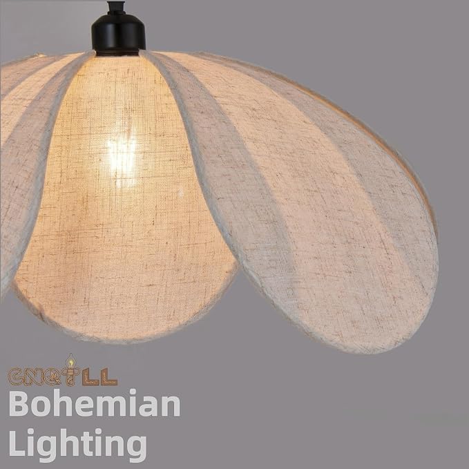 22" Coastal White Rattan & Metal Flower Pendant Light