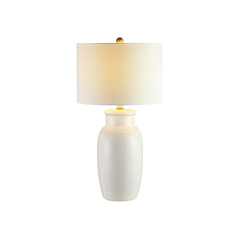 Modern Ceramic Table Lamp Lighting Fixture for Bedroom, 28-Inch, Ivory
