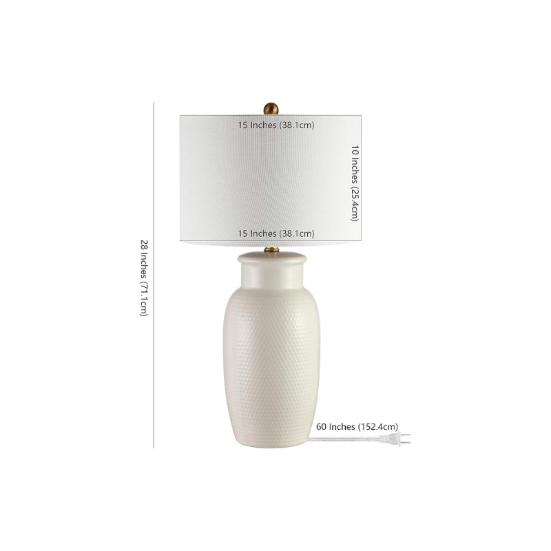 Modern Ceramic Table Lamp Lighting Fixture for Bedroom, 28-Inch, Ivory