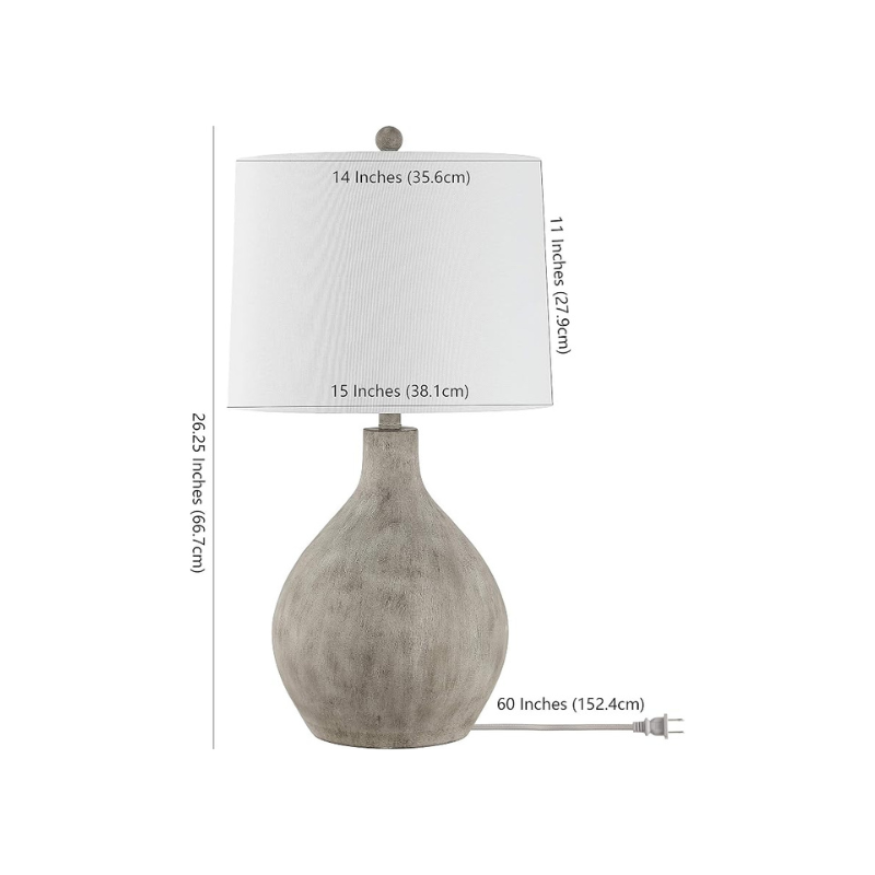 Modern Resin Table Lamp Lighting Fixture for Living Room, 26-Inch, Grey