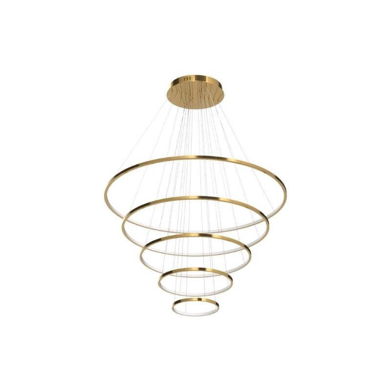 Modern 5-Ring LED Chandelier Ceiling Light Fixture, 39-Inch, Gold Finish