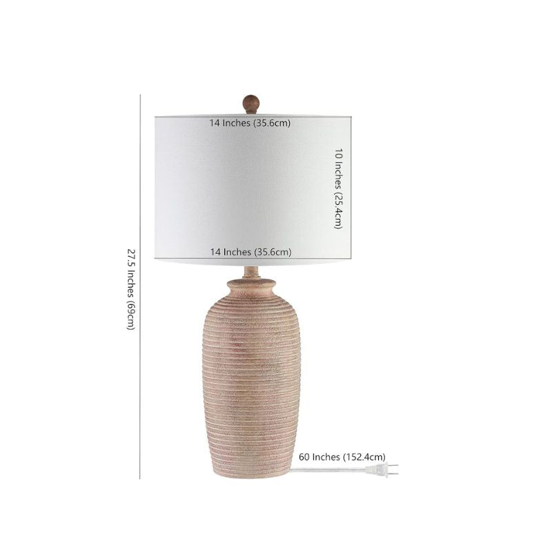 Modern Polyresin Table Lamp for Living Room, 27-Inch, Sandy Pearl Finish