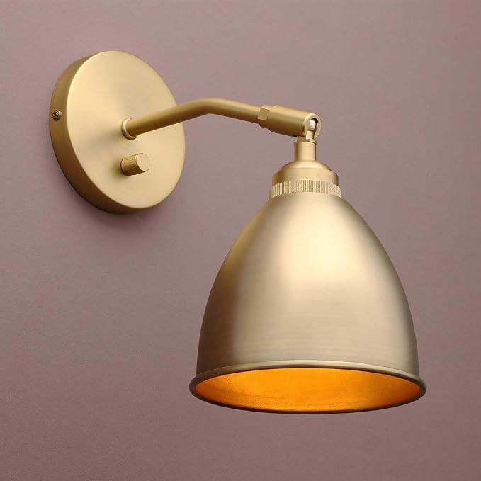Modern Metal Wall Sconce Lighting Fixture, 6-Inch, Gold Brass Finish
