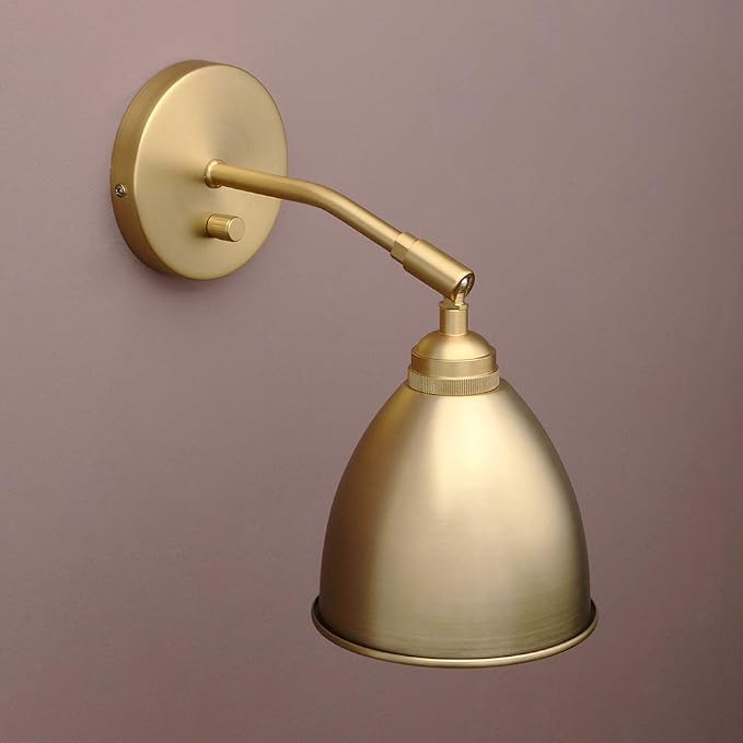 Modern Metal Wall Sconce Lighting Fixture, 6-Inch, Gold Brass Finish