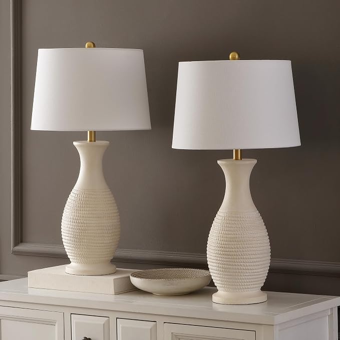 Modern Bone Resin Table Lamp Set for Living Room, 30-Inch, Set of 2