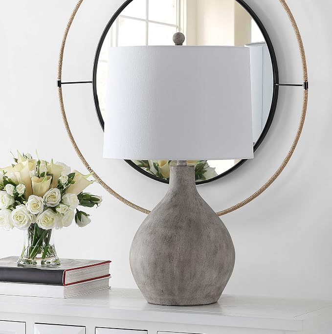 Modern Resin Table Lamp Lighting Fixture for Living Room, 26-Inch, Grey