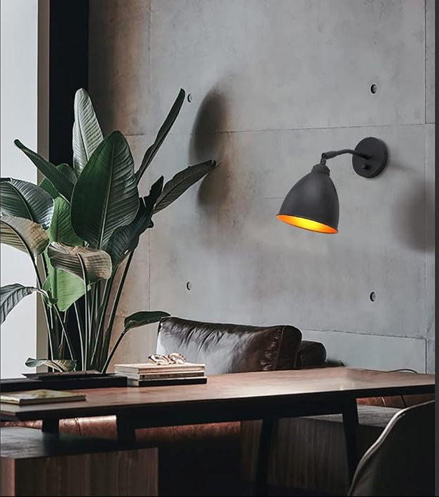 Industrial Metal Wall Sconce Lighting Fixture, 7-Inch, Matte Black Finish