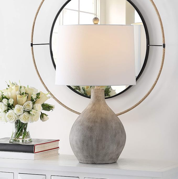 Modern Resin Table Lamp Lighting Fixture for Living Room, 26-Inch, Grey