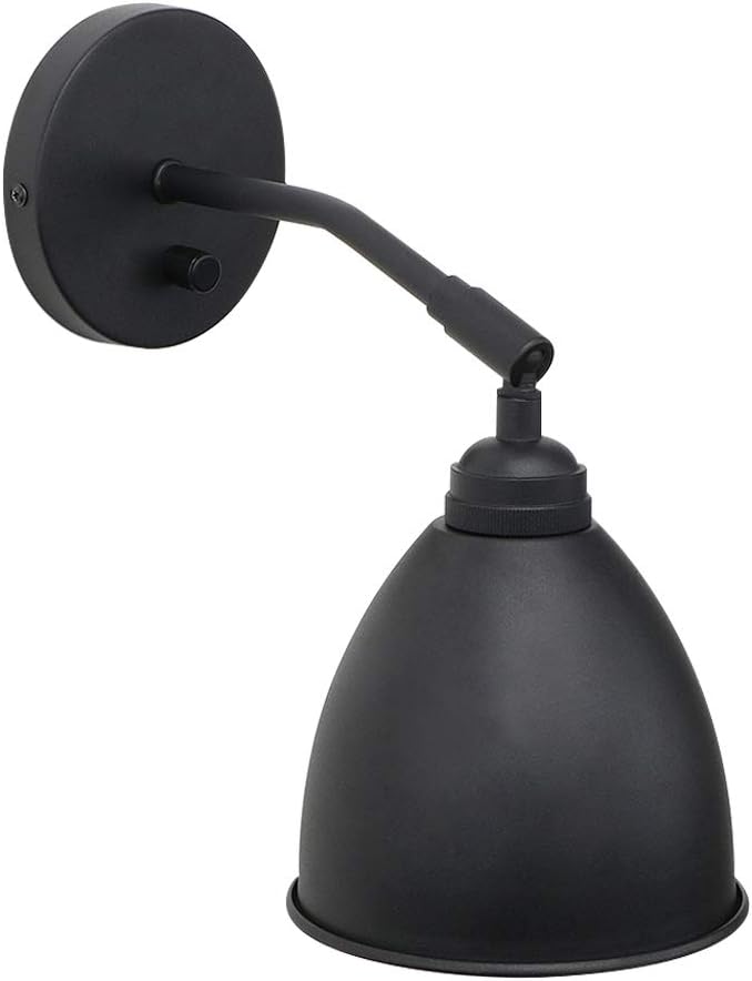 Industrial Metal Wall Sconce Lighting Fixture, 7-Inch, Matte Black Finish