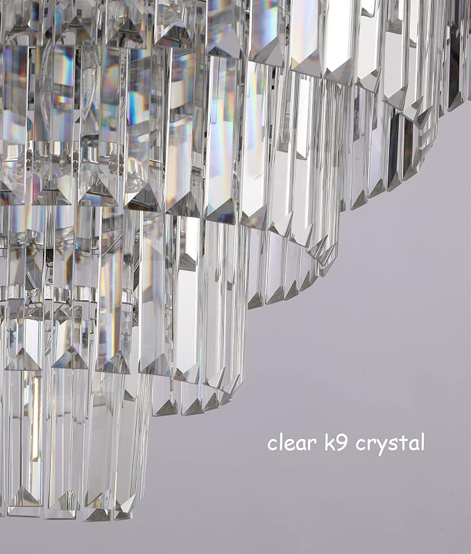 Elegant 5-Tier Crystal Chandelier Ceiling Light, 27.5-Inch, Chrome Finish