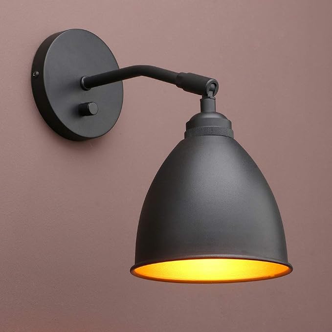 Industrial Metal Wall Sconce Lighting Fixture, 7-Inch, Matte Black Finish